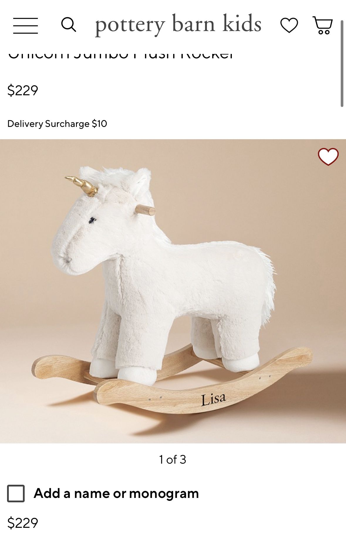 Pottery barn unicorn rocking cheap horse