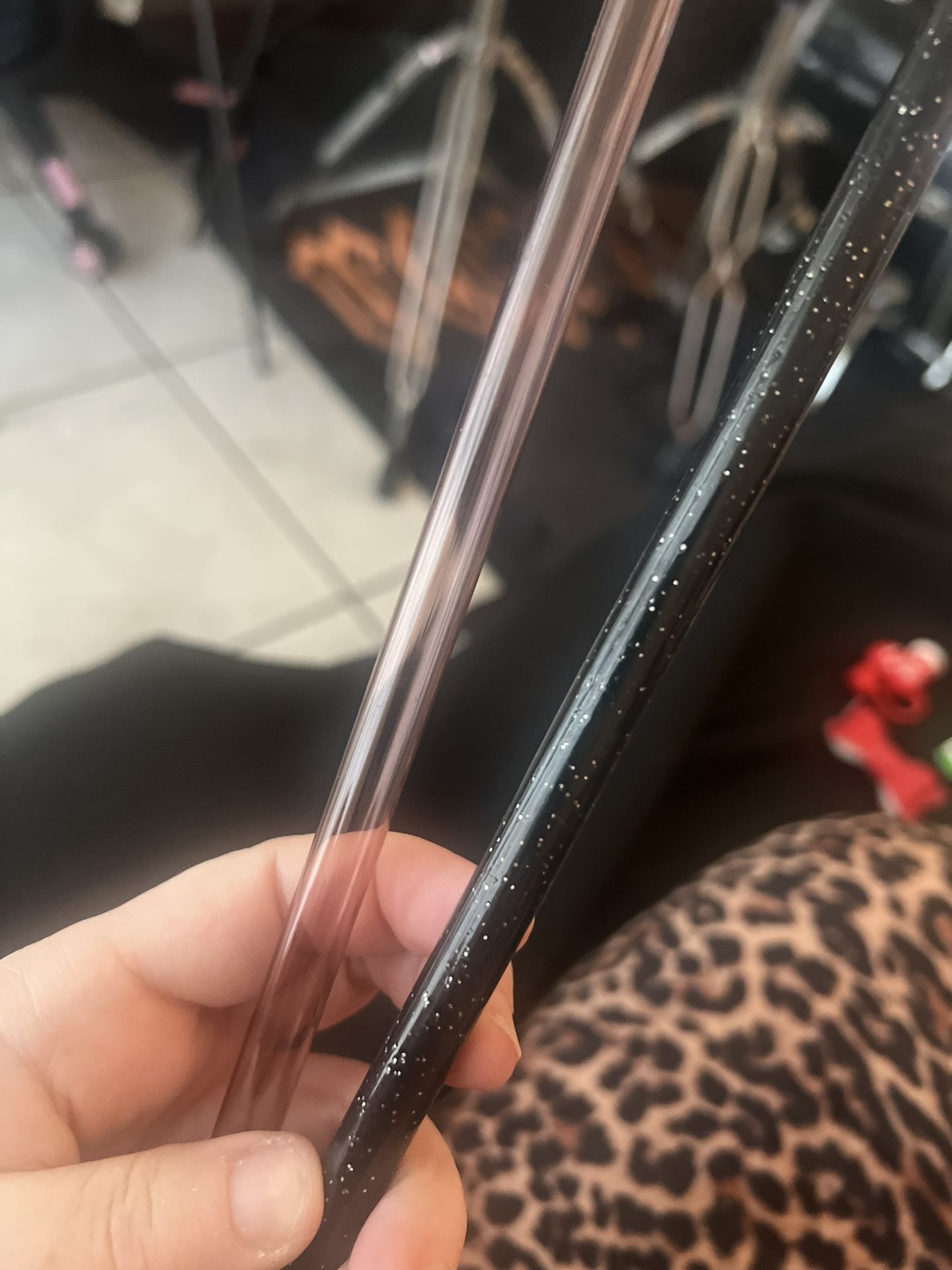 Stanley Straws (Clear-Red And Black Glitter)