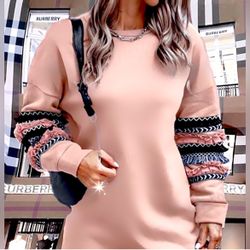 NWT, Lavishly Paris Women’s Baby Pink Frill Trim Long Sleeved Dress