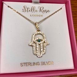 Stella Rose London 925 sterling silver necklace The Hamsa Hand