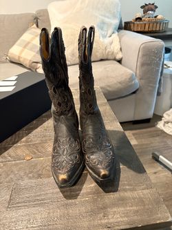 Black Leather Western Cowboy Boots