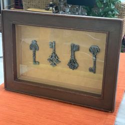 Vintage Keys Wall Display Shadow Box 