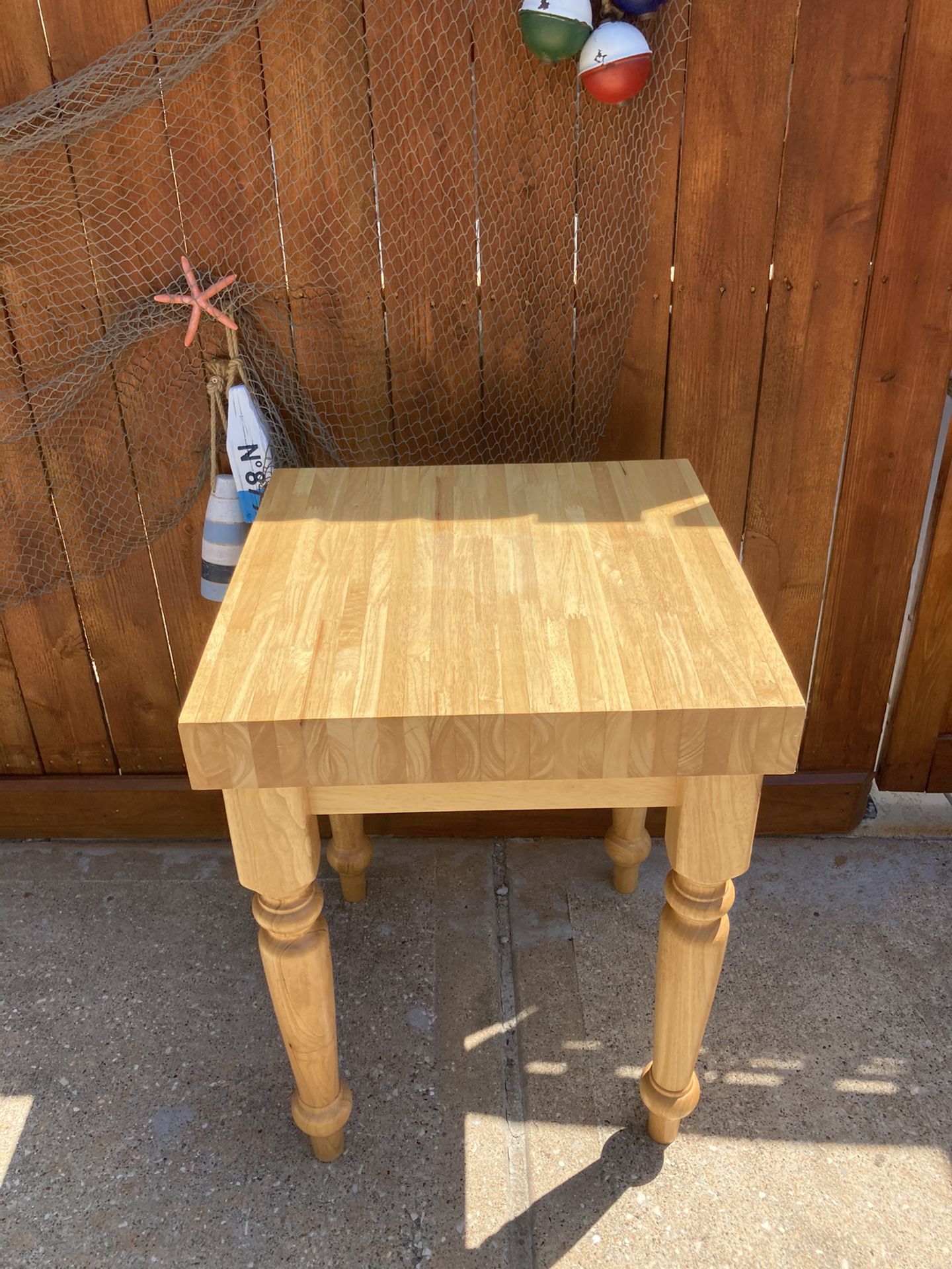 Solid oak butcher block kitchen island table