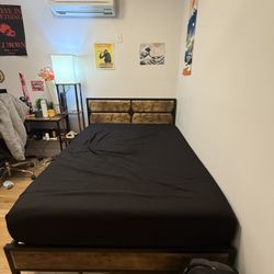 Metal Bedframe With Wood Headboard