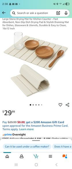 Large Stone Drying Mat for Kitchen Counter - Fast Absorbent, Non-Slip Dish Drying Pad & Stylish Draining Mat for Dishes, Glassware & Utensils, Durable