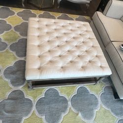 Upholstered Tufted Cushion Ottoman