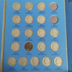 Collector Folder Booklet Full Of Jefferson Nickels Vintage