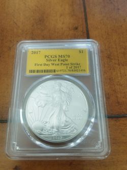 2017 Silver Eagle PCGS MS70 First Day West Point Strike