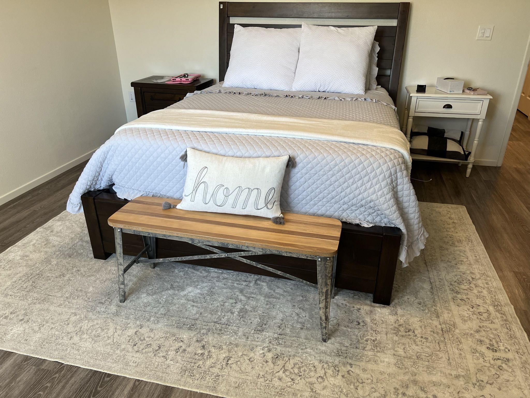 Queen Bed Frame And One Nightstand 