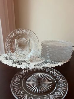 Crystal Serving  Set of 12 Plates 7.5” Round