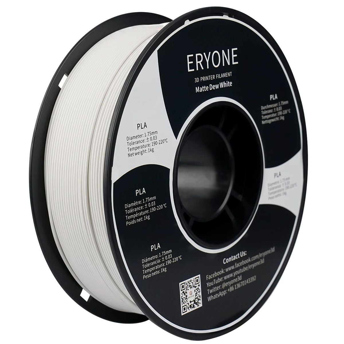 Eryone 3d Printer Filament White PLA