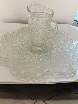 Glass Pitcher And Tray