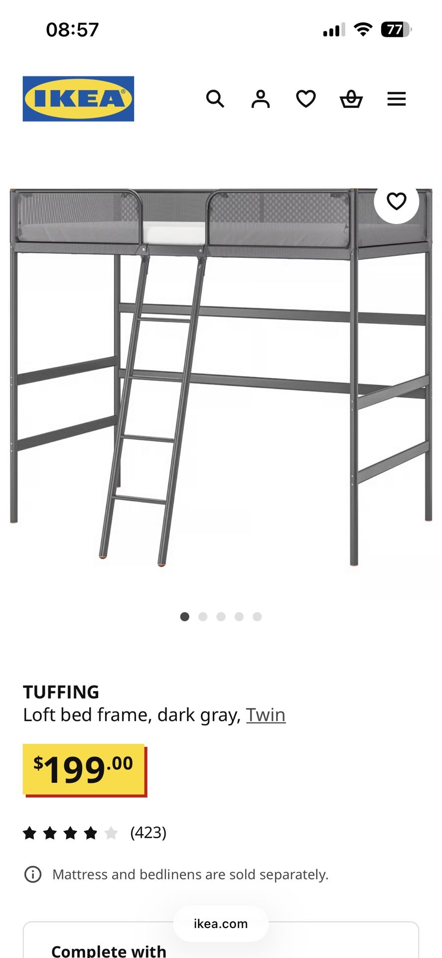 IKEA Loft Bed Bunk Bed With Twin Mattress Like New