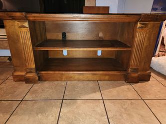 T.v. stand media console with glass top