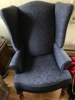 2 chairs- navy jacquard pattern with ottoman