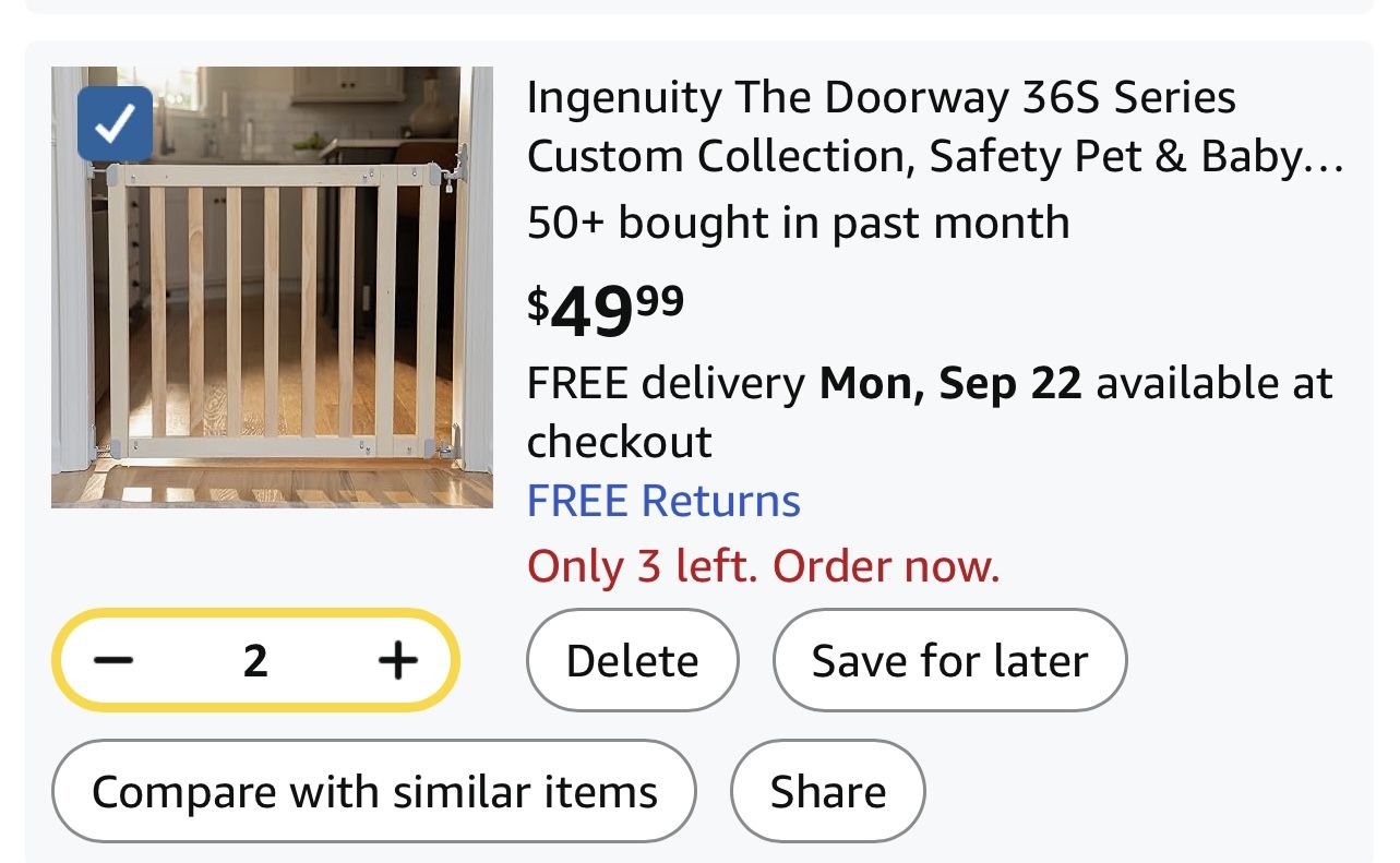 Doorway Gate For Kids Or Pets