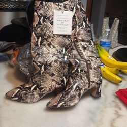 Alex Marrie Designer Slim Calf Snake Skin Boots (6m)