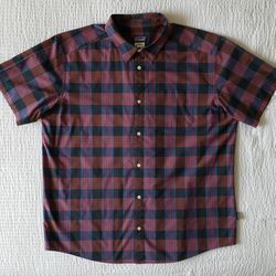 PATAGONIA Men's Organic Cotton SS Button-Down Shirt (XXL) Red, Navy 