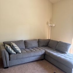 Gray L-Shaped Sectional Sofa (Fabric)