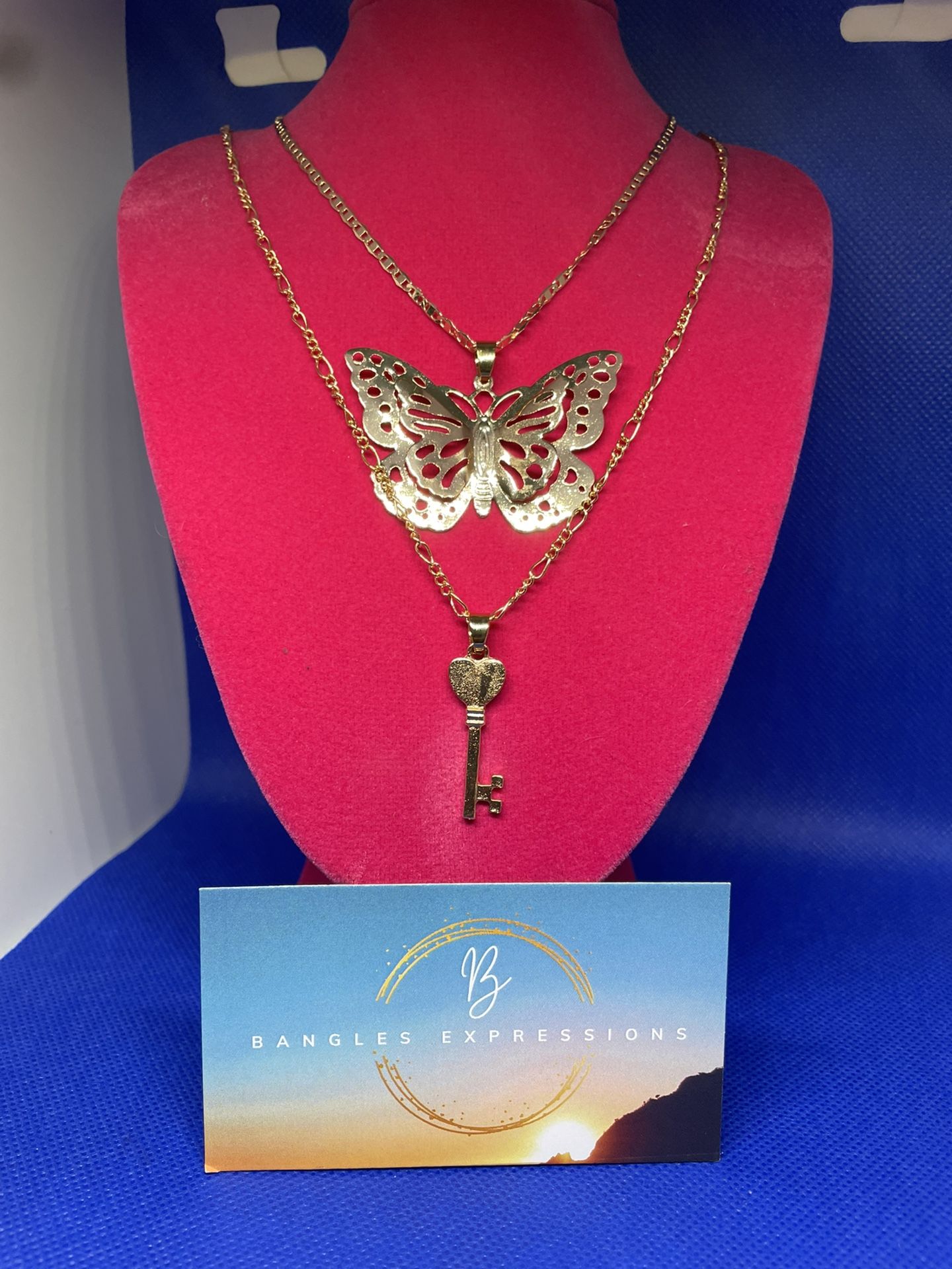 Butterfly Chain & Key Pendant