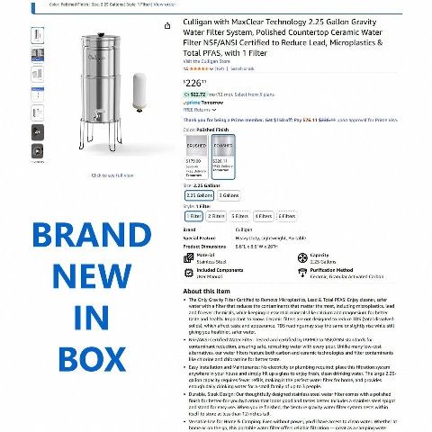 Culligan with MaxClear Technology 2.25 Gallon Gravity Water Filter System