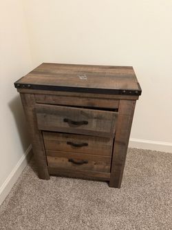 Rustic Wood Nightstand with 2 Drawers