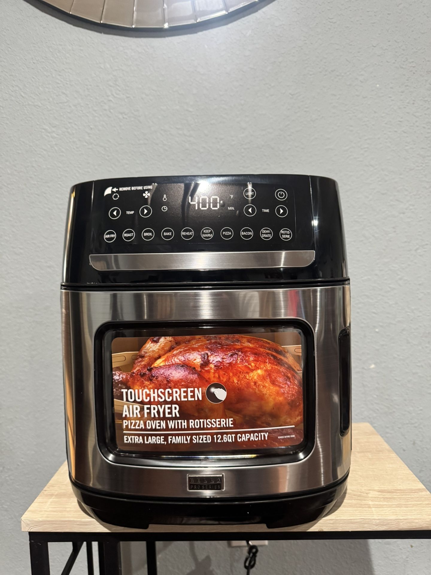 BELLA PRO SERIES 400 TEMP PRO SERIES TOUCHSCREEN AIR FRYER PIZZA OVEN WITH ROTISSERIE