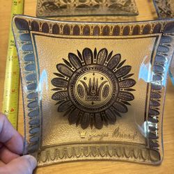 GEORGES BRIARD glass Serving Platters Vintage Gold