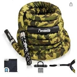 Perantlb Poly Battle Rope with Cloth Sleeve 2 Inch Diameter 50' Length