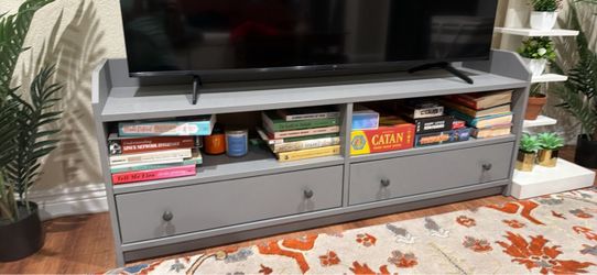 Gray Wood TV Stand with Drawers