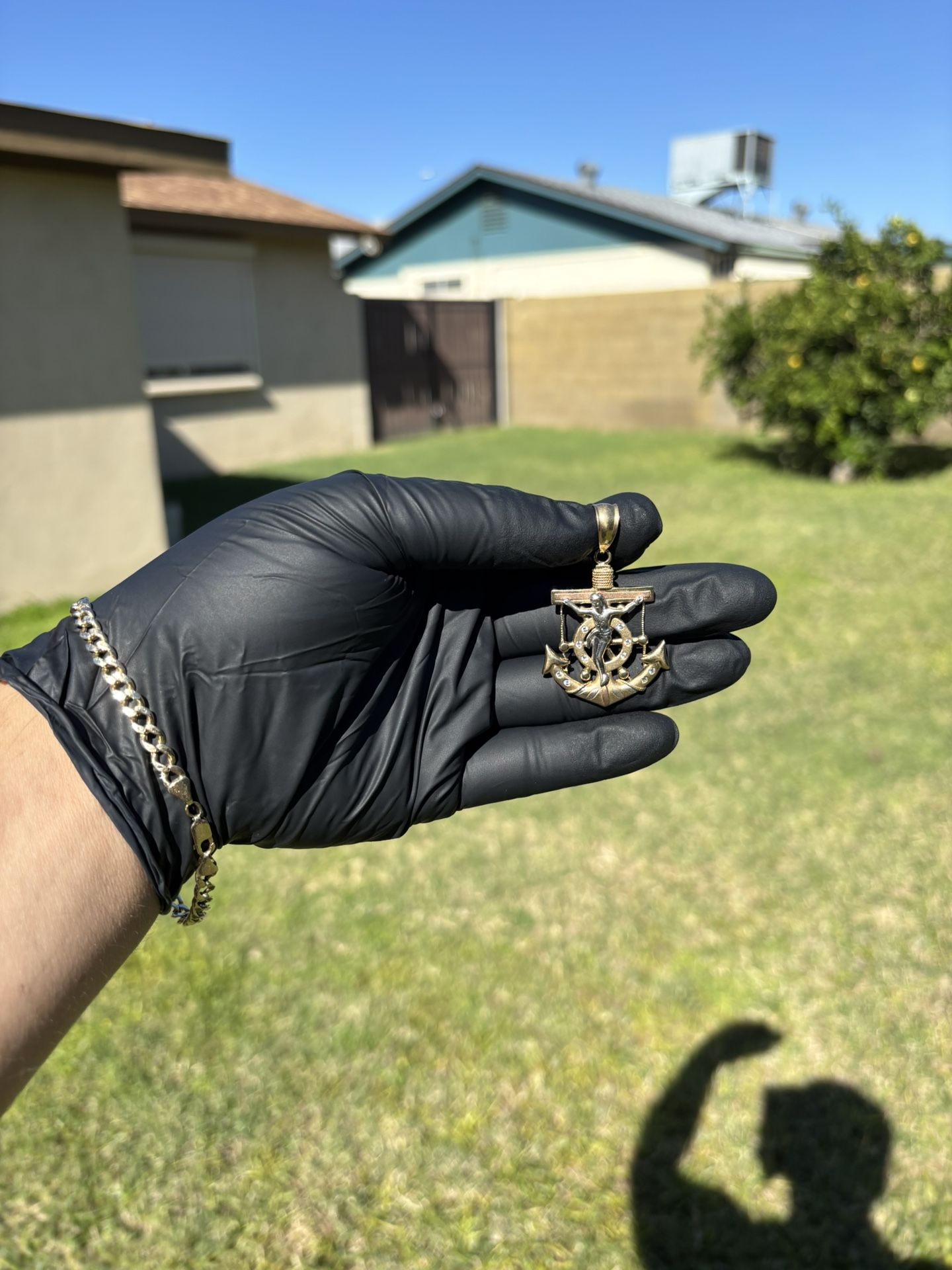 Gold Jesus Anchor Pendant