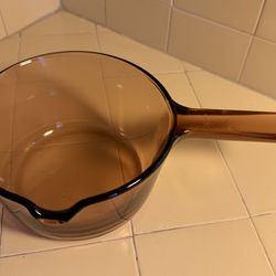 Vintage Corning Ware Pyrex Amber Durable Sauce Pan Spout