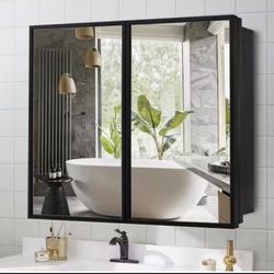 New Black 30 in. W x 26 in. H Rectangular Medicine Cabinet