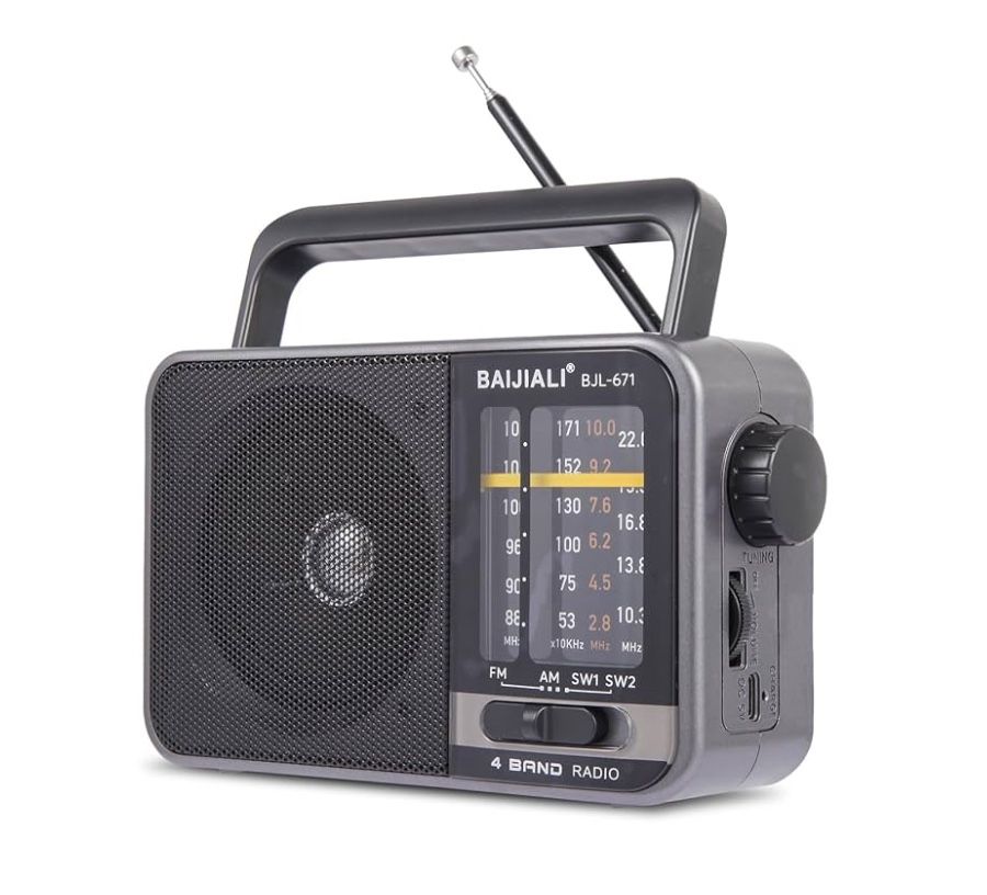 Portable AM/FM Transistor Radio with Loud Speaker, Battery or USB Powered - Compact Emergency Radio for Indoor, Outdoor, Travel & Storms (Model BJL-67