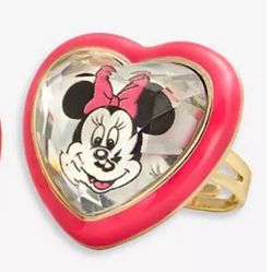 Valentines Disney Metal/Enamel adjustable heart shape rhinestone Minnie Mouse fashion Ring