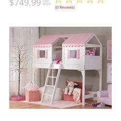 Pink House Bunk Bed With Slide