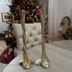 Vintage Cast Metal Cascade Candlestick Holders Set Lot Of 2 Figi Graphics 1995