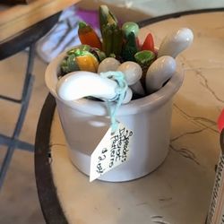 Ceramic Vegetable and Mushroom Spreaders in Pot