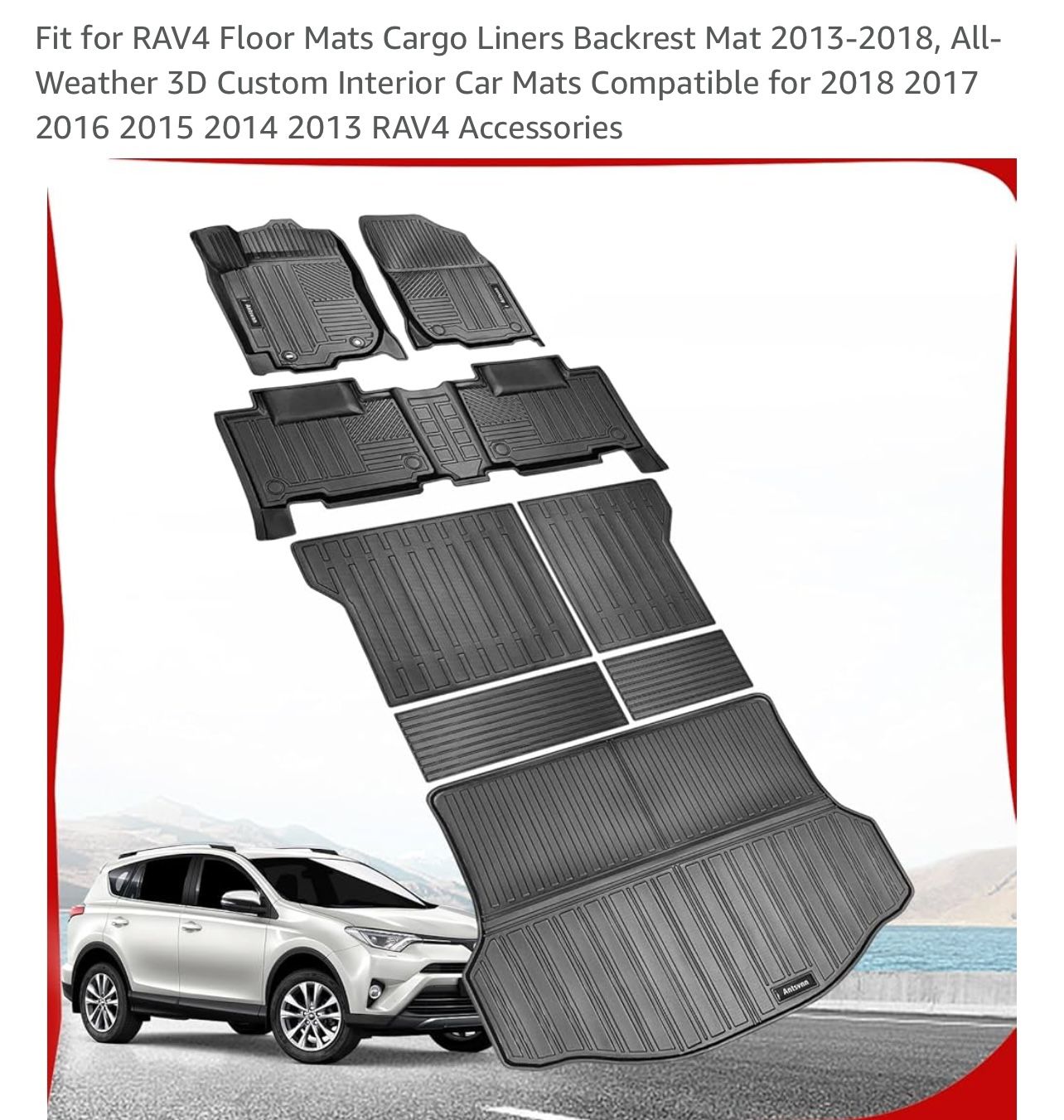 RAV4 Floor Mats Cargo Liners Backrest Mat 2013-2018,