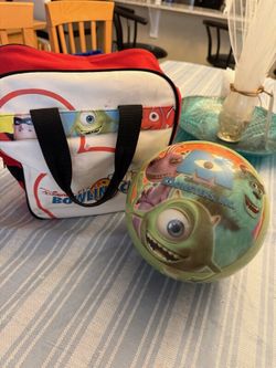 Vintage Disney Monsters Bowling Ball, Inc. Mike Wazowski eyeball bowling ball was released by Brunswick around 2001 as part of their character-themed
