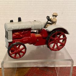 Vintage Toy Cast Iron Replica  of a Allis Chalmers Tractor With Driver