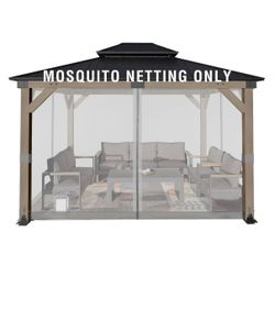 Aoodor Universal 10x13 ft Gazebo Mosquito Netting For Patio (NETTING ONLY) Gray