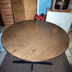 Brown Round Wood Table 