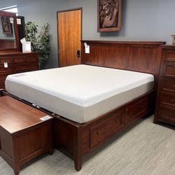 Solid Wood Mahogany Bed Frame With Storage - New Traditions