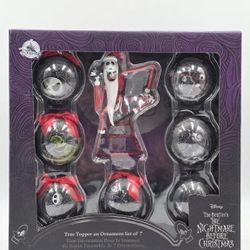 Disney Nightmare Before Christmas Ball Ornament Set Jack Skellington Tree Topper