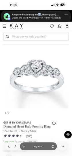 Diamond Heart Halo Promise Ring 1/5 ct tw Sterling Silver