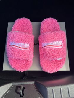 Balenciaga Pink Fur Slides