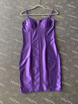 Purple Satin Bodycon Mini Dress/free
