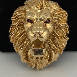 10K Gold Lion Head Pendant 