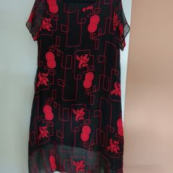 Woman's Pre-owned Black And Red Dress 2xl